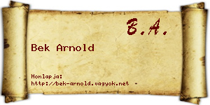 Bek Arnold névjegykártya